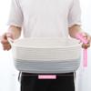 ABenkle Small Storage Basket with Handles, Cotton Rope Woven Dog Cat Toy Bin, Decorative Shelves Closet Organizing for Nursery Laundry Bedroom Bathroom, 14.2''x 11''x 5.1'' view 2