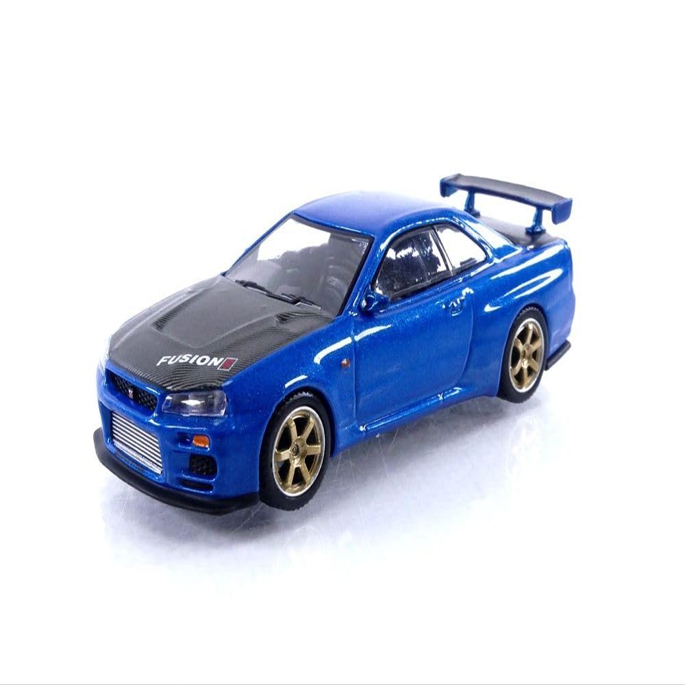MINI GT 1/64 Nissan Skyline GT-R R34 Top Secret Bayside Blue (Right Handle) Finished Product