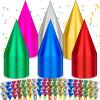 Sotiff 200 Pcs Birthday Party Hats and Blowers Set Colorful Cone Metallic Foil Hat Noisemaker for Kids Adults Birthday Party(Classical Color) view 1