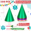 Sotiff 200 Pcs Birthday Party Hats and Blowers Set Colorful Cone Metallic Foil Hat Noisemaker for Kids Adults Birthday Party(Classical Color) view 2
