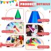 Sotiff 200 Pcs Birthday Party Hats and Blowers Set Colorful Cone Metallic Foil Hat Noisemaker for Kids Adults Birthday Party(Classical Color) view 3