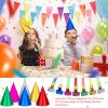 Sotiff 200 Pcs Birthday Party Hats and Blowers Set Colorful Cone Metallic Foil Hat Noisemaker for Kids Adults Birthday Party(Classical Color) view 4