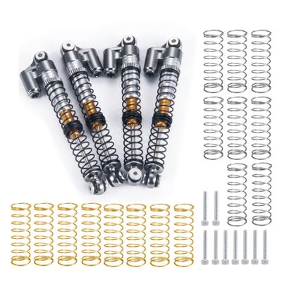 MORLORDY 4Pcs Aluminum Alloy RC Shock 53mm Adjustable Shocks Absorber Dampers Threaded Shock Bodies for 1/24 RC Crawler Car SCX24 Shocks 53mm Upgrades Accessories, Gray and Silver