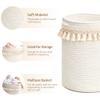 Mkono Macrame Decorative Cotton Rope Basket Boho Nursery Decor Small Cute Woven Tassel Closet Storage Bins Organizer for Baby Toys,Magazines, Potted Plants Cover,Living Room,Bedroom, 15.7"x19.6" view 2