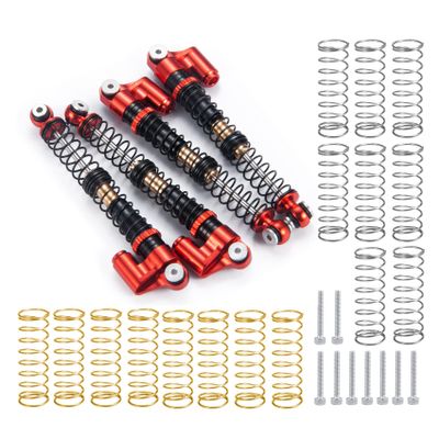 MORLORDY 4Pcs Aluminum Alloy RC Shock 53mm Adjustable Shocks Absorber Dampers Threaded Shock Bodies for 1/24 RC Crawler Car SCX24 Shocks 53mm Upgrades Accessories, Black and Red