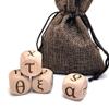 The Greek Alphabet Wooden Dice Set, 24 Carved Greek Letters Pattern Cube Rolling Dices for Teaching Party Game (Lowercase, 4Pcs/Set) view 1