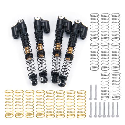 MORLORDY 4Pcs Aluminum Alloy RC Shock 53mm Adjustable Shocks Absorber Dampers Threaded Shock Bodies for 1/24 RC Crawler Car SCX24 Shocks 53mm Upgrades Accessories, Black and Silver