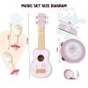 WoodenEdu Kids Guitar for Girls, Wooden Musical Instruments Toys with Ukulele, Tambourine, Maracas, Harmonica, Mini Band Sets for Toddlers 2 3 Years Old Birthday Gift (Pink for Girls) view 3