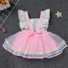 Baby Girls Carnival Costume Halloween Party Cosplay Outfits Toddler Newborn Flying Sleeve Square Neck Ruffle Bowknot Ball Circus Birthday Princess Tutu Romper Dress with Headband Pink 2PCS 12-18 Months view 3