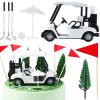 Leitee 21 Pcs Golf Cake Topper Cake Decoration Cupcake Topper Include Mini Cart Red Flag Ball Green Tree Club Sun Umbrella for Golf Themed Birthday(White,Classic) view 1