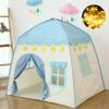 Kids Play Tent Princess Prince Castle Play Tent Large Children Playhouse with Fairy Lights Oxford Fabric EN71 ASTM Certified Indoor Outdoor Toddler Toys Christmas & Birthday Gift for Kids (Blue) view 1