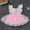Baby Girls Carnival Costume Halloween Party Cosplay Outfits Toddler Newborn Flying Sleeve Square Neck Ruffle Bowknot Ball Circus Birthday Princess Tutu Romper Dress with Headband Pink 2PCS 6-12 Months view 2
