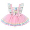 Baby Girls Carnival Costume Halloween Party Cosplay Outfits Toddler Newborn Flying Sleeve Square Neck Ruffle Bowknot Ball Circus Birthday Princess Tutu Romper Dress with Headband Pink 1PCS 0-6 Months view 1