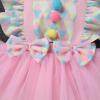 Baby Girls Carnival Costume Halloween Party Cosplay Outfits Toddler Newborn Flying Sleeve Square Neck Ruffle Bowknot Ball Circus Birthday Princess Tutu Romper Dress with Headband Pink 1PCS 0-6 Months view 3