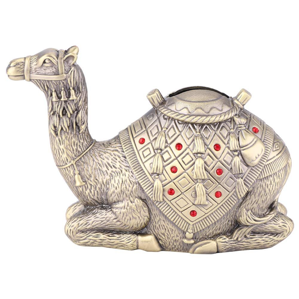 Camel Money Box, Camel Shaped Alloy Coin Bank Secure Lid Money Saving Box, Desktop Craft Decor for Bedroom, Living Room, Office - Practical & Elegant Piggy Bank for Boys and Girls
