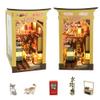 Flever Dollhouse DIY Book Nook Miniature Kit, DIY Booknook Bookshelf Insert Decor, 3D Wooden Puzzle Booknook Miniature Kit for Creative Assembled Bookends (Sakura Holiday) view 1