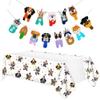 2 PCS Dog Birthday Party Supplies,Dog Disposable Tablecloth With Happy Birthday Banner,134 x 180 cm/53 x 71 inches Puppy Paw Print Plastic Table Covers for Dog Birthday Party Rectangle Tables view 1