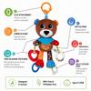 Balibazoo Bogus the Bear Baby Sensory Hanging Toy | Multiple Silicone Teethers, Crinkle, Rattle Ring with Beads, Chime Sound | Clip for Stroller, Car Seat & Carrier | Developmental Toy 0-24M view 3