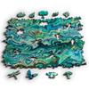 Marbling Infinity Wood-Art Mind Exercise Challenge for Adults - 363 Pieces - No Fixed Shape - Endlessly Reconfigurable - 12 x 10.5 in - Large - Blue Green view 2