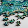 Marbling Infinity Wood-Art Mind Exercise Challenge for Adults - 363 Pieces - No Fixed Shape - Endlessly Reconfigurable - 12 x 10.5 in - Large - Blue Green view 3