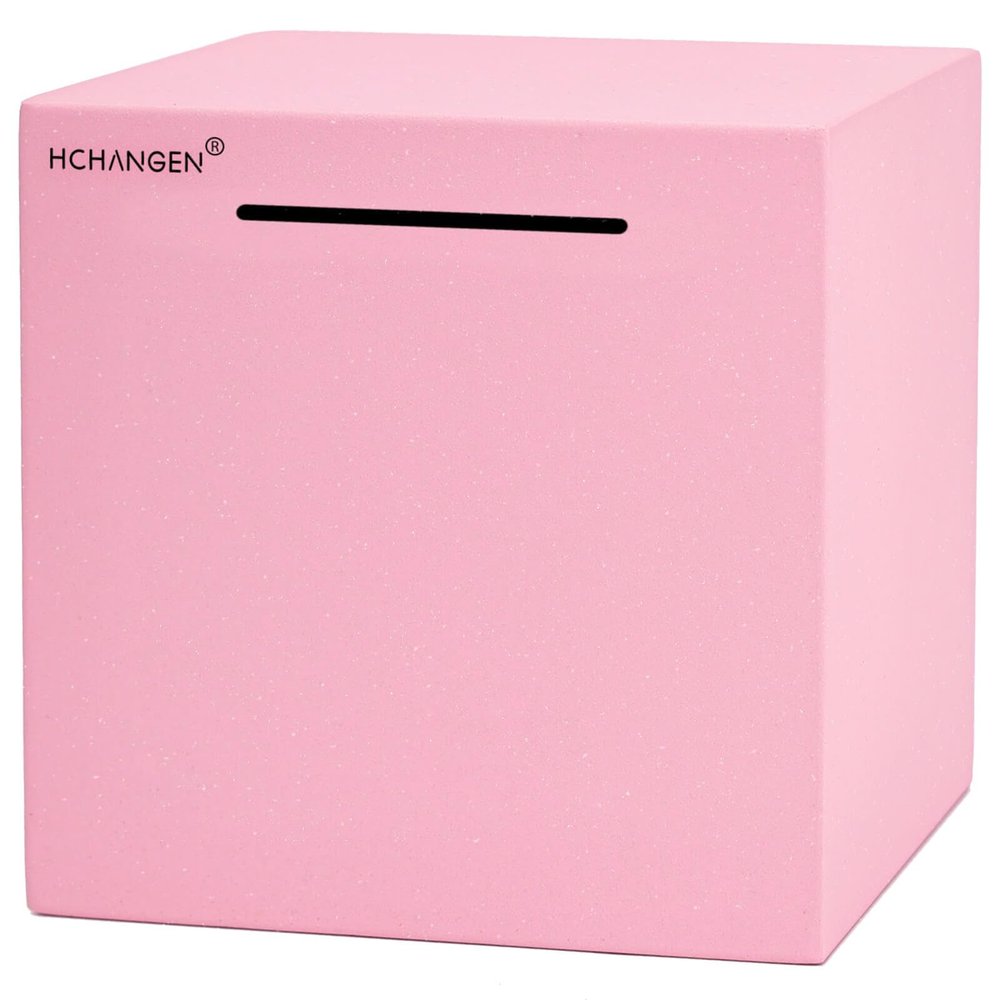 HCHANGEN Piggy Bank for Adults, Stainless Steel Savings Bank, Must Break to Open Metal Money Box for Cash Saving (Pink, 5.9inches)