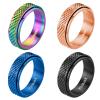 Hothink Anxiety Rings Fidget Ring for Women Spinner Rings for Anxiety 4Pcs 6MM Rainbow Titanium Steel Ring Size 5-11 (Snakeskin Pattern Spinner Rings 4pcs, 7) view 1