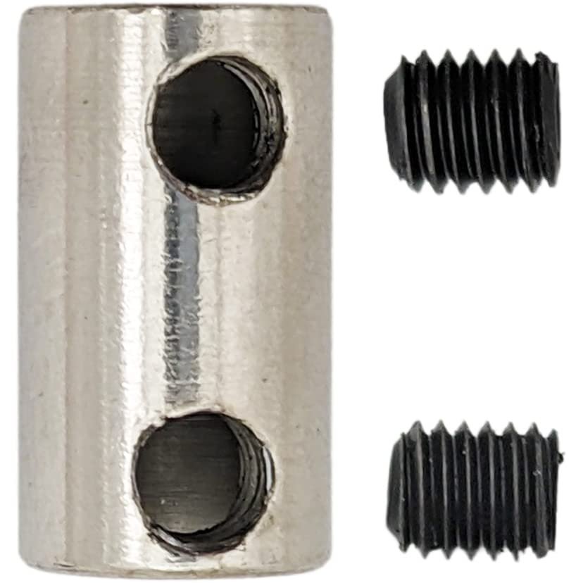 100 Pack 4.3mm to 5.6mm Metal Coupling Adapter Connector with Set Screws for Robotics/RC Motor Axle, 19.1mm Length, Silver Color - EX ELECTRONIX EXPRESS