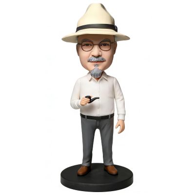 mydedor Custom Bobble-Heads Figurine Customized Doll, Grandpa with A Pipe Custom Bobble Head, Bobble Head Figures Handmade Personalized Sculpture Gift for Man