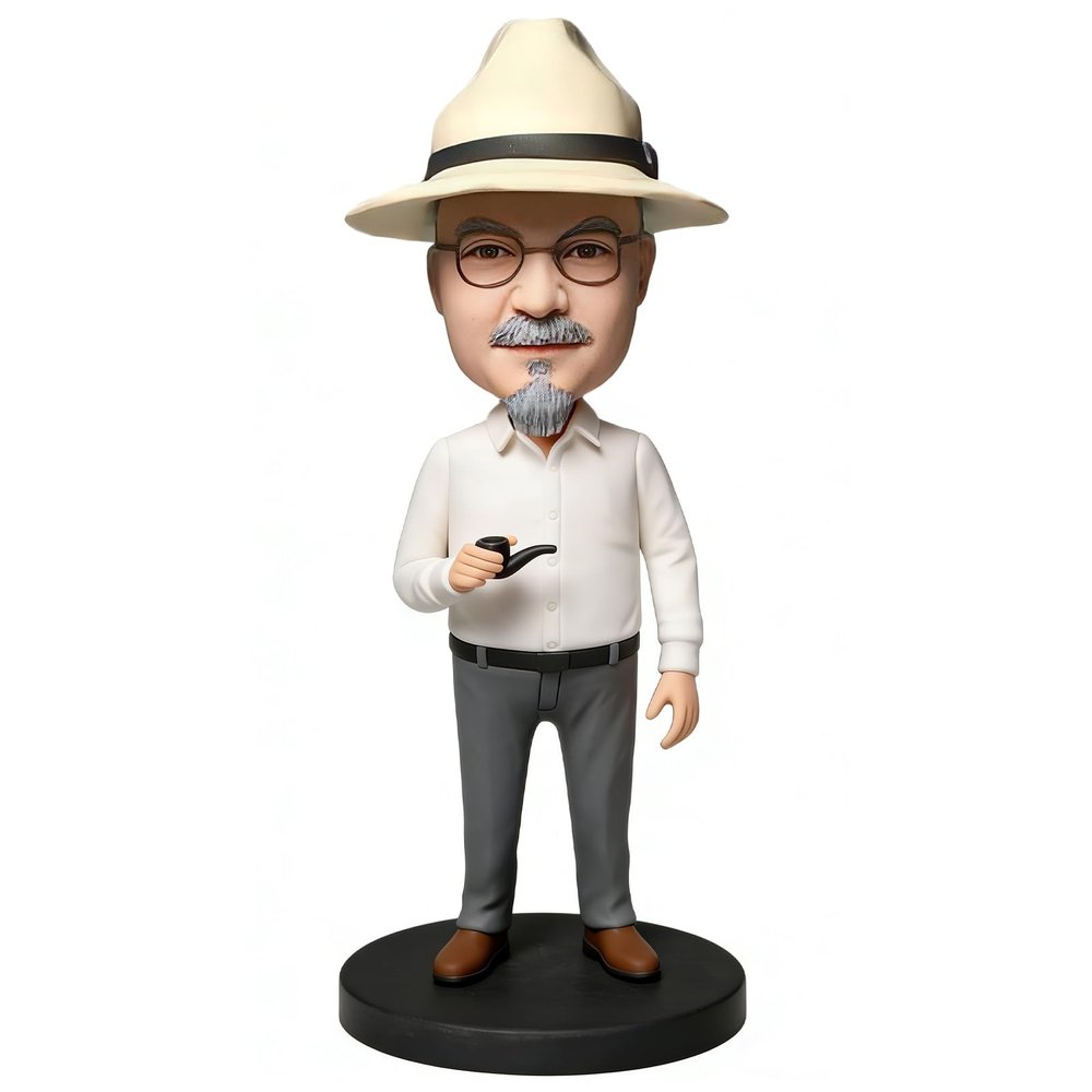mydedor Custom Bobble-Heads Figurine Customized Doll, Grandpa with A Pipe Custom Bobble Head, Bobble Head Figures Handmade Personalized Sculpture Gift for Man
