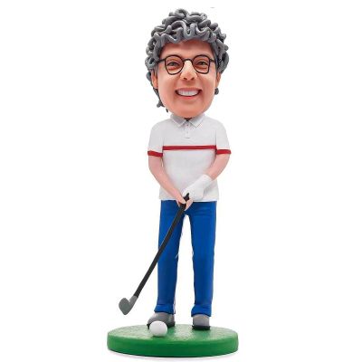 mydedor Custom Bobble-Heads Figurine Customized Doll, Male Golfer Custom Bobble Head, Bobble Head Figures Handmade Personalized Sculpture Gift for Man, White