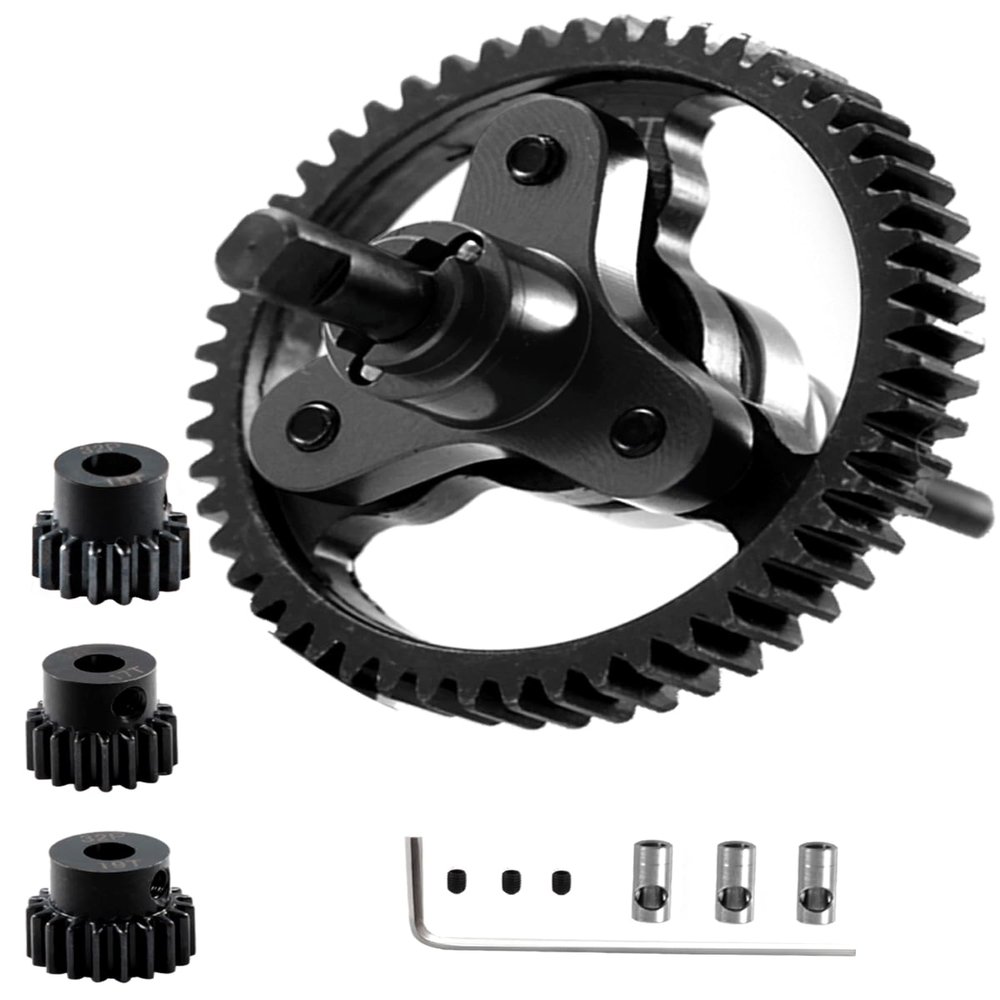 Rcarmumb Slipper Clutch Eliminator Upgrades Part for 1/10 Slash 4X4/VXL Stampede 4X4/VXL Rustler 4X4/VXL,Hardened Steel 52T Spur Gear with Pinions Gears Set(15T 17T 19T),#6878,Black