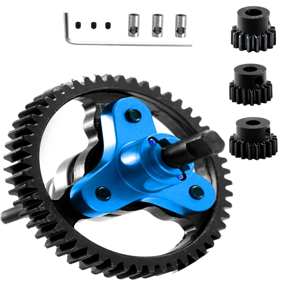 Rcarmumb Upgrades Part for 1/10 Slash 4X4/VXL Stampede 4X4/VXL Rustler 4X4/VXL,Slipper Clutch Eliminator 53T Spur Gear with Pinions Gears Set(15T 17T 19T),Hardened Steel RC Upgrades,#6878,Navy Blue