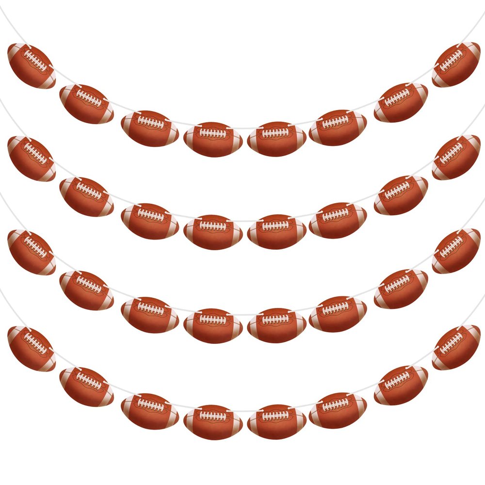 4 Packs Football Banners Garland Football Party Decorations Footballs Cutouts Footballs Hanging Swirl Sports Theme Birthday Party Supplies for Baby Shower Home Classroom Favor Decorations