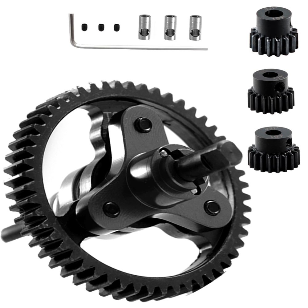Rcarmumb Upgrades Part for 1/10 Slash 4X4/VXL Stampede 4X4/VXL Rustler 4X4/VXL,Slipper Clutch Eliminator 53T Spur Gear with Pinions Gears Set(15T 17T 19T),Hardened Steel RC Upgrades,#6878,Black
