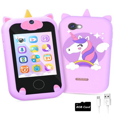 Kids Smart Phone for Girls Unicorns Gifts for Girls Toys 8-10 Years Old Phone Touchscreen Learning Toy Christmas Birthday Gifts for 3 4 5 6 7 8 9 Year Old with 8G Memory Card (Purple)