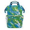 Blue Green Camouflage Diaper Backpack with Name Custom Backpack Mommy Nappy Baby Bag Waterproof Casual Travel Daypack Tote Bag for Mom Dad view 1