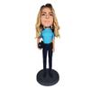 mydedor Custom Bobble-Heads Figurine Customized Doll, Blue Uniform Female Police Officer Custom Bobble Head, Bobble Head Figures Handmade Personalized Sculpture Gift for Women view 1