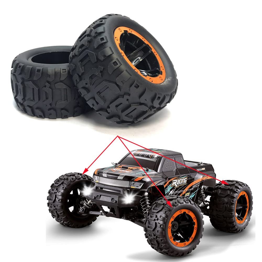 4pcs/Set Remote Control Vehicle Tires Fit The 1/16 1/14 1/12 RC Car Off-Road Vehicle Hub Modification and Opgrading Accessories (Orange)