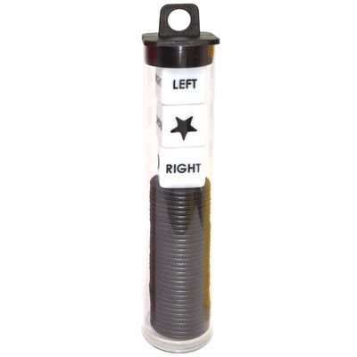 Ahoper Right Left Center Dice Game Prime Set Bundle with 3 Dices + 36 Chips. Round Tube Storage is Very Convenient for Travel. Easy to Store, Carry Around. (Black)