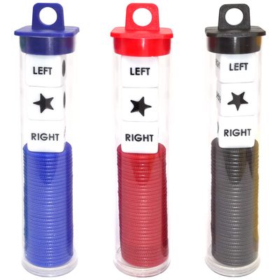 Ahoper Right Left Center Dice Game Prime Set Bundle with 3 Dices + 36 Chips. Round Tube Storage is Very Convenient for Travel. Easy to Store, Carry Around. (3 Pack)