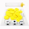 Ahoper Left Right Center Dice Game Prime Set Bundle with 3 Dices + 36 Chips. Round Tube Storage is Very Convenient for Travel. Easy to Store, Carry Around. (Yellow) view 4