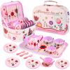 Lajeje Pretend Play Tea Set for Little Girls, Gift for Age 3-8, Flower Themed, 19 PCS view 1