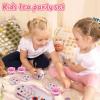 Lajeje Pretend Play Tea Set for Little Girls, Gift for Age 3-8, Flower Themed, 19 PCS view 2