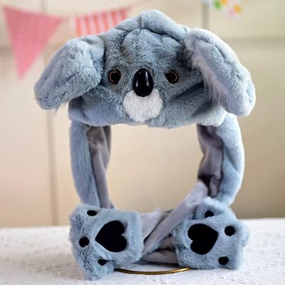 Koala Winter Warm Bunny Hat With Moving Rabbit Ears - Funny Cosplay Christmas Party Hat