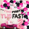 80Pcs Race Car Two Fast Party Decorations for Girls, Pink Racing Theme 2nd Birthday Party Decoration, Glitter Two Fast High Chair Banner Pink Black Balloons Garland Kit, for 2 Fast Birthday Party view 2