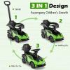 Costzon Push Cars for Toddlers, 3 in 1 Licensed Lamborghini Stroller Sliding Walking Car w/Handle, Armrest Guardrail, Underneath Storage, Horn, Foot-to-Floor Ride On Toy for Boys Girls (Green) view 2