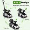 Costzon Push Cars for Toddlers, 3 in 1 Licensed Lamborghini Stroller Sliding Walking Car w/Handle, Armrest Guardrail, Underneath Storage, Horn, Foot-to-Floor Ride On Toy for Boys Girls (White) view 2
