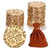 v2croft 50 Metal Pirate Coins Gold, Gold Treasure Coin Set, Metal Replica Spanish Doubloons for Board Games Tokens, Kids Cosplay Pirate Party Treasure Chest Coin (1.18'') view 1