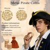 v2croft 50 Metal Pirate Coins Gold, Gold Treasure Coin Set, Metal Replica Spanish Doubloons for Board Games Tokens, Kids Cosplay Pirate Party Treasure Chest Coin (1.18'') view 2