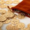 v2croft 50 Metal Pirate Coins Gold, Gold Treasure Coin Set, Metal Replica Spanish Doubloons for Board Games Tokens, Kids Cosplay Pirate Party Treasure Chest Coin (1.18'') view 3